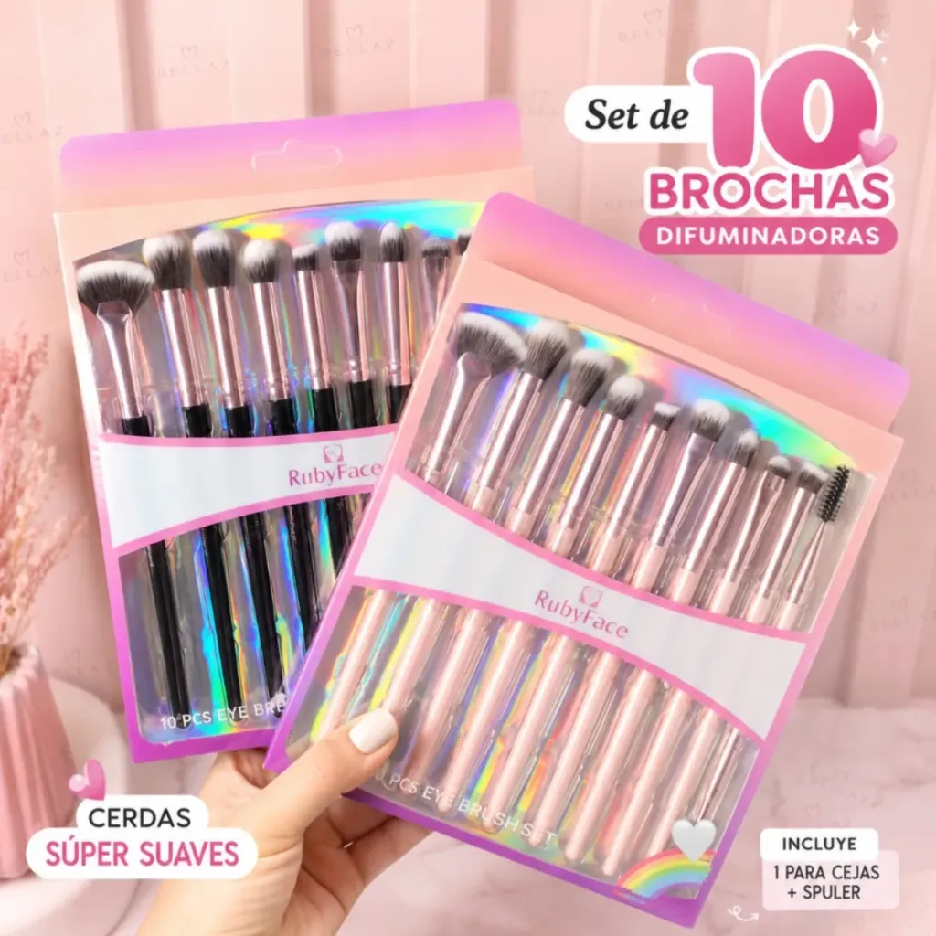Brochas Difuminadoras x10 RubyFace-604