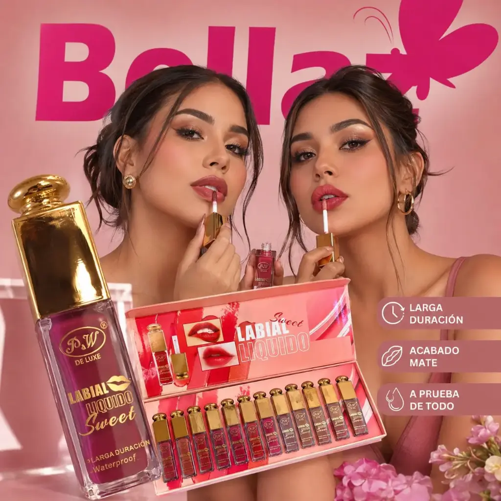 Labial liquido tapa dorada P&W  KB-197 