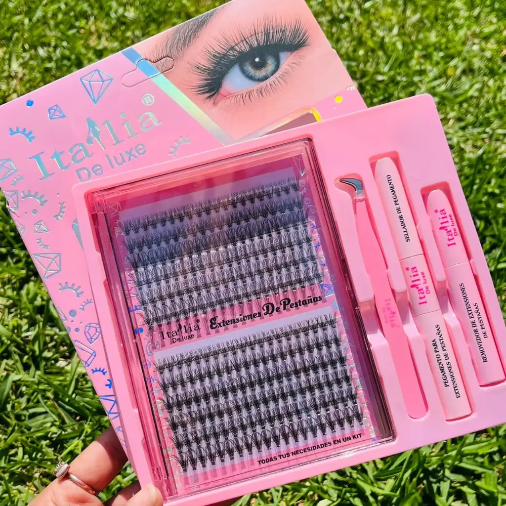 Kit pestañas rosa efecto extensión 20P + 30P